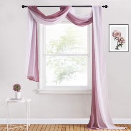 PONY DANCE Pelmet Freehand Decoration for Wedding Arch Wedding White Transparent Curtain with Colour Gradient Wedding Arch Decorative Curtain Curtain Tulle Fabric, 1 Piece, H 548 x W 152 cm, White +