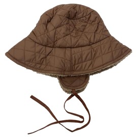 Quilted Bucket Hat Winter Warm Hat for Woman Down Padding Bucket Cap Fishing Hat Thick Plush Earflap Fisherman Bucket Hats Coffee