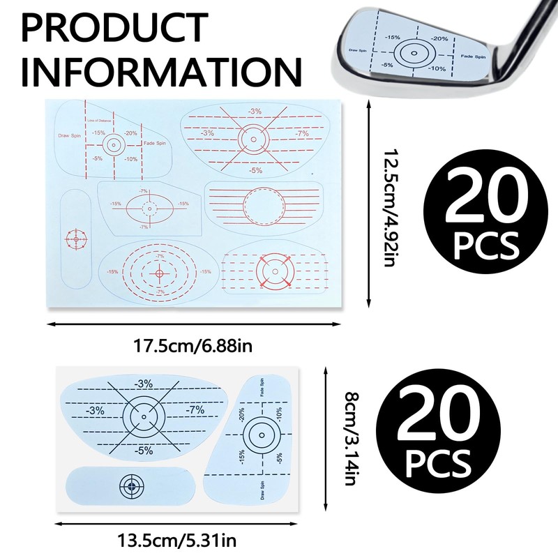 Huakaile 200 Pieces Golf Impact Tape for Iron, Reusable Foresight