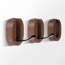 szrisi Coat Hooks, Wood Wall Hooks Folding for Hanging Coat, Rustic Walnut Wood Hardware Heavy Duty Aluminum Alloy No Rust with Screws for Hat, Bags, Backpack, Purse Fitness Equipment