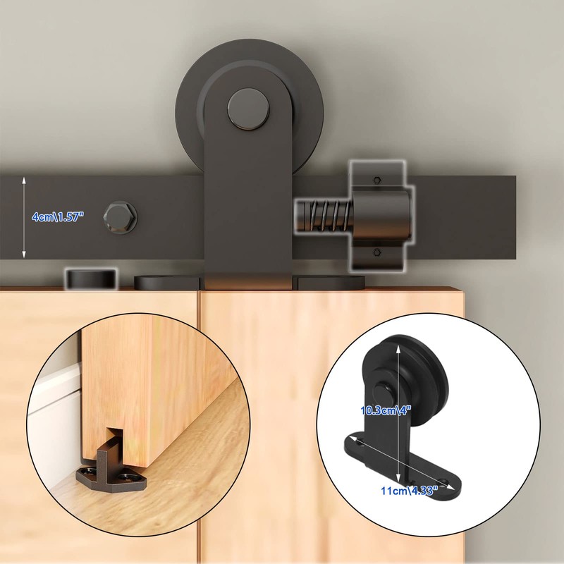 CCJH 5FT Sliding Barn Door Hardware Kit, Heavy Duty, Smoothly