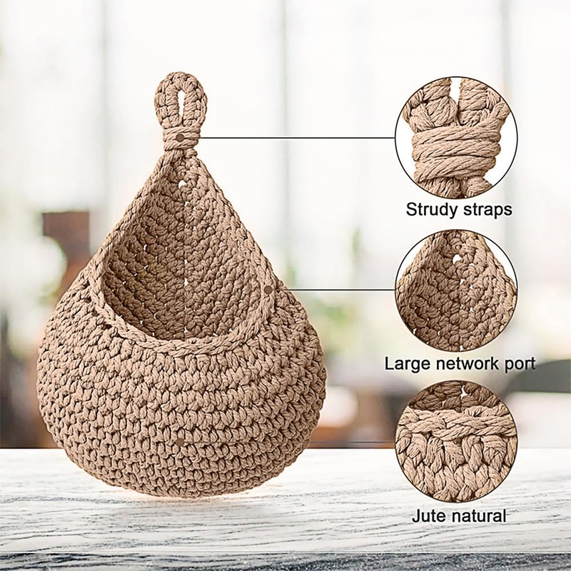 AIMALL 3pcs Boho Wall Hanging Baskets Set – Handwoven Jute
