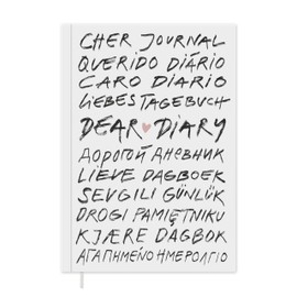 Eine der Guten Diary - Dear Diary - A5 Notebook Journal for Adults and Teenagers, 92 Pages Lined, Soft Cover, FSC Paper, White, Black, Pink