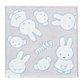 Nishikawa XT34708631 Miffy Wash Towel, 13.4 x 13.8 inches (34 x 35 cm), Washable, 100% Cotton, Jacquard Weave and Soft Touch, Made in Japan, Gray