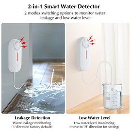 eMylo Water Sensor,Water Detector Alarm Leak Detector,Flood Sensor WiFi Water Leak Detector for Home with 100dB Adjustable Alarm and App Alerts,Compatible with Tuya/Smart Life