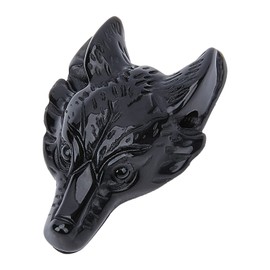 SUNNYCLUE Wolf Head Charms Natural Obsidian Stone Pendants Wolves Statue Hand Carved Healing Gemstone Figurine Pocket Crystals with Hole for Necklaces DIY Jewelry Making Crafts Supplies