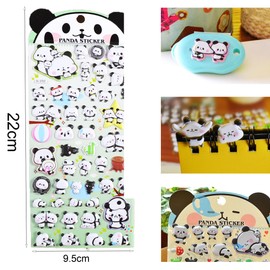 DERAYEE Reward Seal, Glitter Sticker, 3D 3D Panda, Reward Sticker, Notebook, Sticker, Gift, Cute, Smartphone Decoration, 3D Sticker, 4 Sheets (Panda Pattern)
