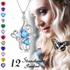 Blue Butterfly Heart Necklace Women 925 Sterling Silver Animal Butterflies