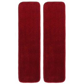 Stair Tread Treads Indoor 7 inch x 24 inch Machine Washable Skid Slip Resistant Carpet Stair Tread Treads Comfy Collection (Set of 2, Red)