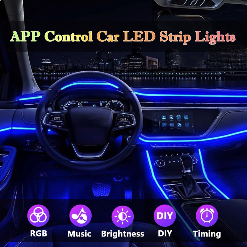 DEHERANE Interior Car LED Strip Lights, RGB 6 in 1