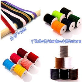 MSCFTFB - Cinta de terciopelo de 50 yardas para envolver regalos, rollos de cinta de una sola cara de 3/8, ribete de costura clásico para Navidad, San Valentín, corona, corona, decoración del hogar