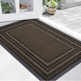 Buganda Front Door Mat Indoor Outdoor Entrance, Non-Slip Natural Rubber Doormats, Easy Clean, Low Profile, Dirt Trapper Entryway Floor Mats for Outside, Garages and Patios, 71x23, Brown