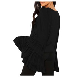 Floerns Women's 70s Western Flowy Bell Sleeve Blouse Tops Shirts Black