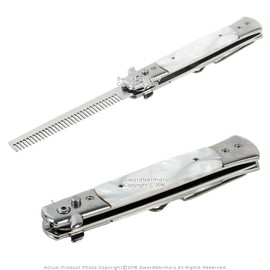 Etrading 9" Wood Handle Spring Push Button Folding Comb Hair Styling Pocket Carrying White