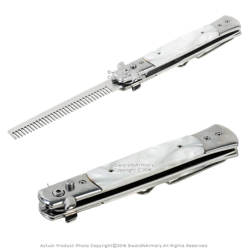 Etrading 9" Wood Handle Spring Push Button Folding Comb Hair