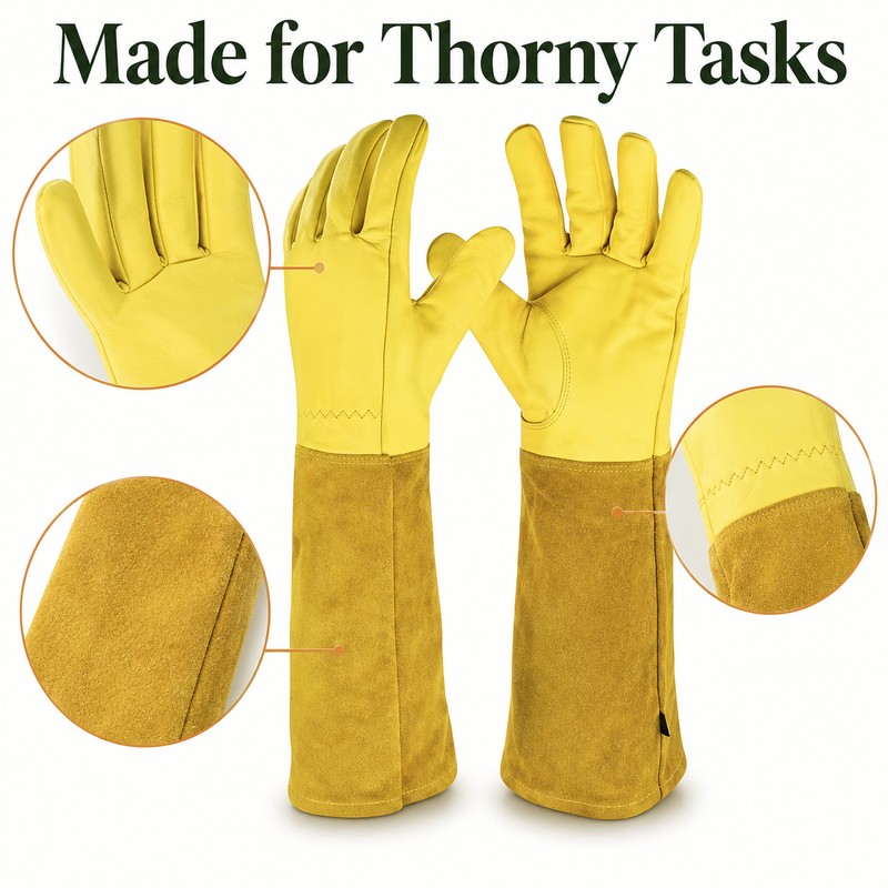 Long Thorn Resistant Rose Pruning Gloves – Breathable Garden Gauntlet