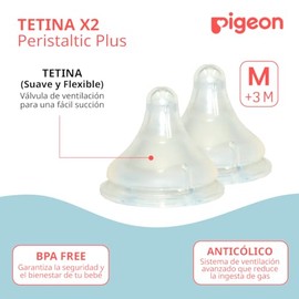 PIGEON x2 Tetina Peristáltico PLUS Boca Ancha Biberones Anticolicos de Silicona Suave Quirúrgico Tecnología SofTouch para Bebé Cosas para Bebes Recien Nacidos - Articulos para Bebe Tamaño M