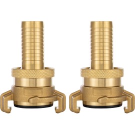 Poppstar Set of 2 Brass Suction and High Pressure Coupling (System Geka Coupling 3/4 Inch Hose Nozzle) with Seal and Lock Nut for 19 mm Hose Inner Diameter