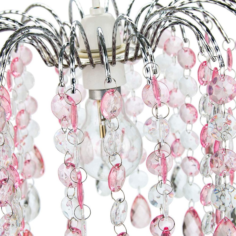 Happy Homewares Contemporary Waterfall Designed Pendant Light Shade with Pink