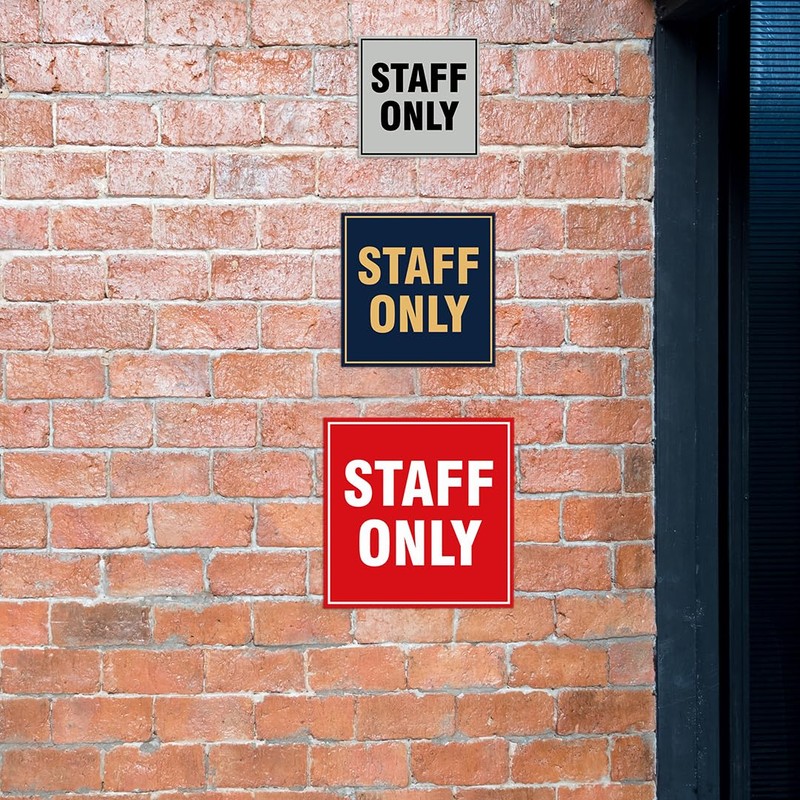 Square Staff Only Sign with Adhesive Tape, Mounts On Any
