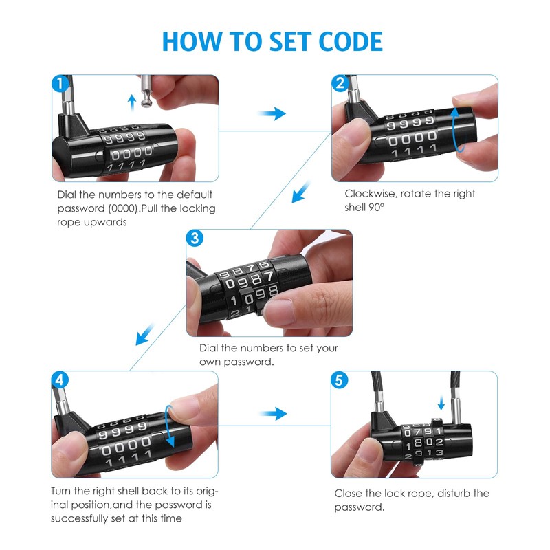 AMIR Upgraded 4 Digit Combination Padlock, Resettable Padlock with Steel