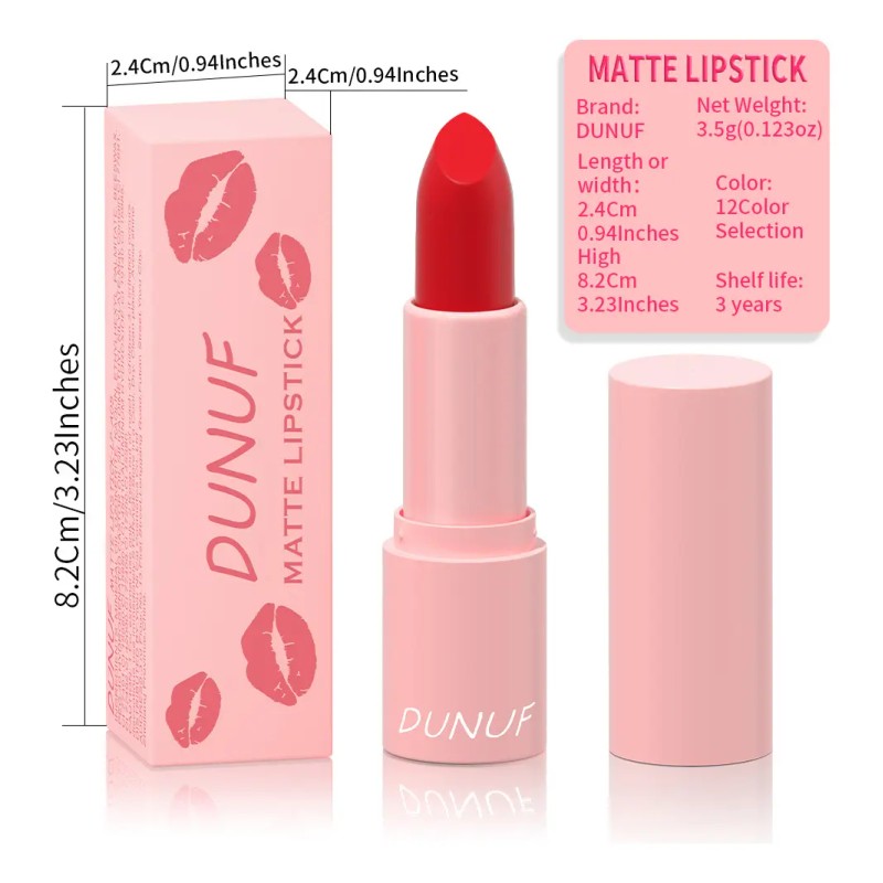 Dunuf 1pz Barra De Labios Mate Aterciopelado Duradero