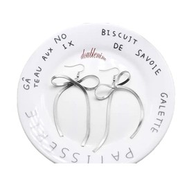 Doubnine Bow Tie Ribbon Drop Dangle Earrings Minimal Love Sweet Wedding Jewelry for Women(silver)