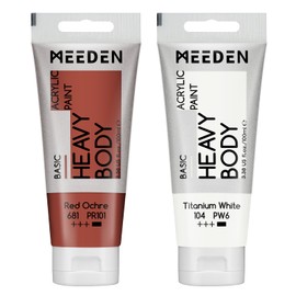 MEEDEN Acrylic Paint Red Ochre: 100ml Heavy Body Acrylic Paint Tube Bundled with Additional Titanium White Colour for Outdoor Home Plein Air