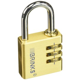 BRINKS - 40mm Solid Brass 3-Dial Resettable Padlock - Chrome Plated with Hardened Steel Shackle