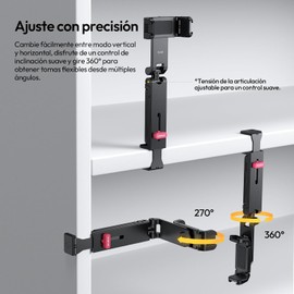 ULANZI MA89 Trípode para teléfono móvil con función de pinza de mesa,Soporte plegable para teléfono de avión con rotación de 360°,accesorio esencial para viajes en avión,ideal para vuelos largos,hogar
