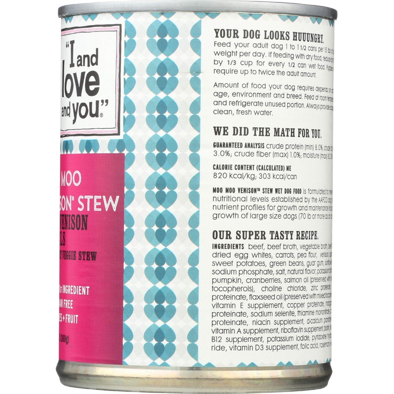 I Love You Dog Food Can Venison, 13 oz