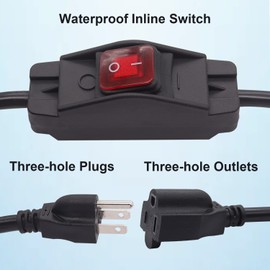 TWTADE 3 Prong Extension Cord with Inline Switch On/Off 14AWG 1.5FT Outlets Power Cords Heavy Duty Extension Cord Switch 30A 125V/15A 250V AC for Electrical Appliances