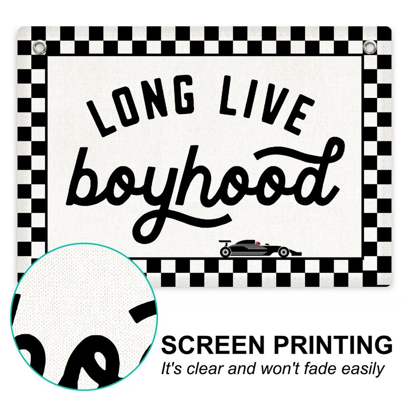 Long Live Boyhood Banner Boy Room Decor, Banner Flag 28.5x20