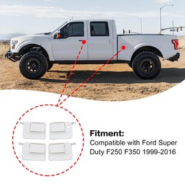 GXARTS 4PCS Exterior Door Handle Compatible with Ford F250 F350 Pickup Truck 1999-2016 Front Rear and Left Right Outside Door Handles Oxford White 7C3Z2522405AA F81Z2626601AAB F81Z2626601AAB