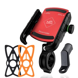 GRAND PITSTOP®Motorcycle Phone Holder Bike Phone Mount Compatible with 4" to 6" Phone Sturdy Holders for Grip| 360° Phone Protection| Aluminium Clamp Red
