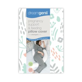 Dreamgenii Pregnancy Support and Feeding Pillow Cover, Nature Cotton Grey/Coral