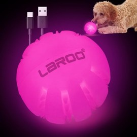 LaRoo LED Dog Balls,USB Rechargeable Dog Toy Ball Light up Pet Ball Glow in The Dark for Small Medium and Large Dog(Rose)