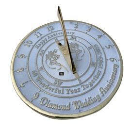 NauticalMart 60th Diamond Wedding Anniversary Sundial Gift for Parents, Grandparents, Friends, Husband or Wife, Couples, Him & Her Unique Marriage Present 2023 (60th Anniversary)