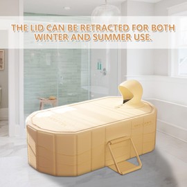 jessie 59" Portable Ice Bath Tub for Adults, Cold Plunge tub for Athletes, Inflation-free Foldable Bathtub, Insulated Hot Tub for Bathtub Showers, Indoor & Outdoor (with Lid)