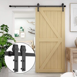 CCJH 4FT Sliding Barn Door Hardware Kit Heavy Duty for Single Wooden Door Max Fit 24'' Wide Door Panel