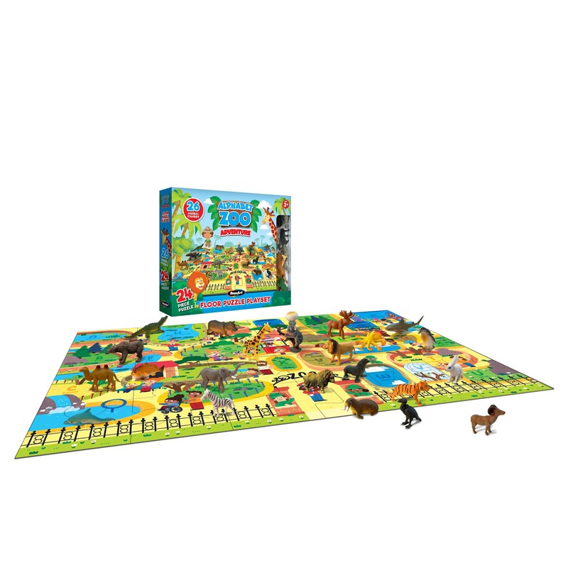 RoseArt Kids Floor Puzzle Playset - Alphabet Zoo Adventure -