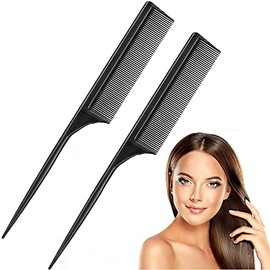 2 Paquetes Peines de Cola de Rata para Mujer Peine Fino Consejo de Despedida Fibra de Carbon Resistente al Calor Antiestático Añadiendo Volumen al Pei