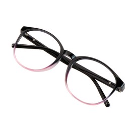 VisionGlobal Blue Light Blocking Glasses for Women/Men, Anti Eyestrain, Stylish Oval Frame, Anti Glare (Black Purple, +2.50 Magnification)