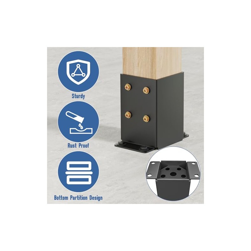 4x4 Post Base 2 Pcs, Heavy Duty Post Anchor with