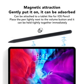 Capacitive Stylus Pen, Black Anti False Touch Dual Mode Charging Magnetic Stylus Pen with 1.5mm POM Replaceable Pen Tip, for Tablet and Phone