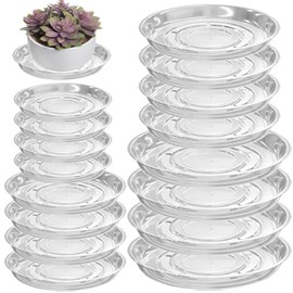 16 Packs 6/8/10/12 Inches Large Clear Plant Saucers for Indoor Outdoor Use Heavy Duty Plastic Plant Trays for Planter Bulk Flower Pot Drip Trays to Catch Water, 4 to 20 Inch