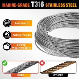 CELYND Stainless Steel Cable for Railing - 100FT 1/8" T316 Wire Rope Cable for Deck Railings System Kit