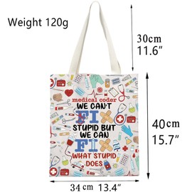 BNQL Medical Coder Tote Bag Medical Coder Gift Medical Coder We Cant Fix Stupid But We Can Fix What Stupid Does Shopping Bag, Beauty Beast Tote Bag Blue, Large