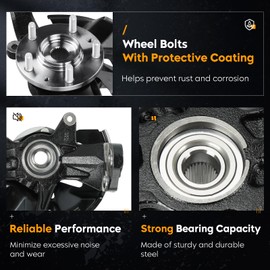 Front Left Steering Knuckle Wheel Bearing Hub Assembly Fit for Ford Fusion 2006-2012, Fit for Lincoln MKZ 2007-2012, for Lincoln Zephyr 2006, Fit for Mercury Milan 2006-2011, 698-409, Driver Side
