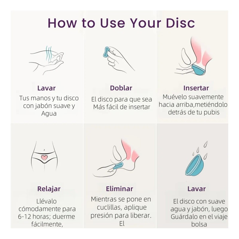 Discos Menstruales Reusable Silicona L Más S 2pcs Con Caja